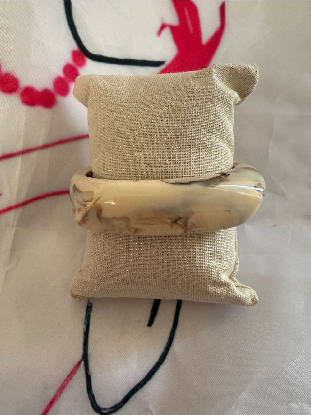 Cream Marbled Resin Bangle Bracelet